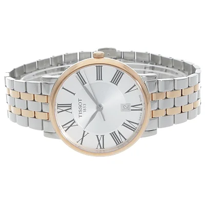 Tissot Carson Quartz Steel Bracelet Silver Dial Rose Gold PVD T122.410.22.033.00