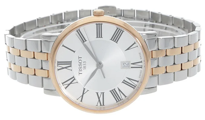 Tissot Carson Quartz Steel Bracelet Silver Dial Rose Gold PVD T122.410.22.033.00
