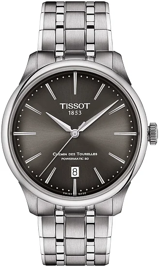 Tissot Chemin des Tourelles Automatic 39mm Anthracite Dial Steel Bracelet T1398071106100