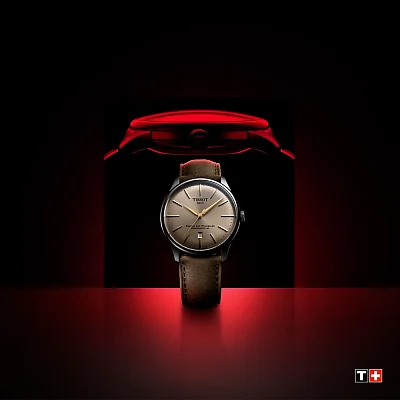 Tissot Chemin des Tourelles Automatic 42mm Champagne Dial Leather Strap T139.407.16.261.00