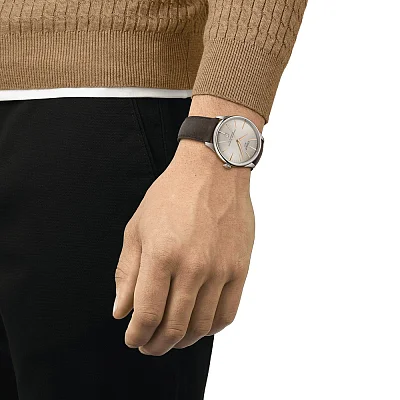 Tissot Chemin des Tourelles Automatic 42mm Champagne Dial Leather Strap T139.407.16.261.00