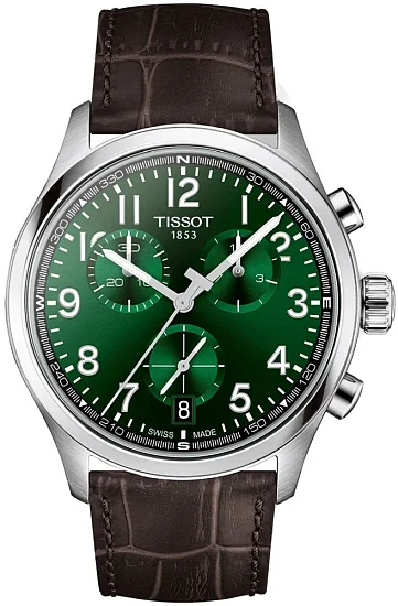 Tissot Chrono L Black Leather Strap Green Dial T1164171609200
