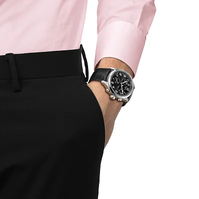Tissot Chrono L Black Leather Strap Black Dial T116.417.16.052.00