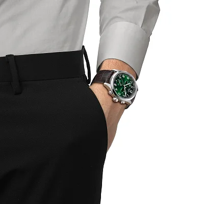 Tissot Chrono L Black Leather Strap Green Dial T116.417.16.092.00