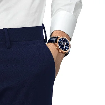 Tissot Chrono XL Classic Dark Blue Strap Blue Dial Rose Gold PVD T116.617.36.042.00