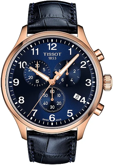 Tissot Chrono XL Classic Dark Blue Strap Blue Dial Rose Gold PVD T1166173604200