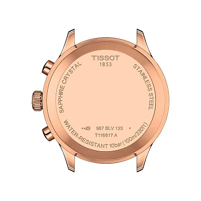 Tissot Chrono XL Classic Dark Blue Strap Blue Dial Rose Gold PVD T116.617.36.042.00