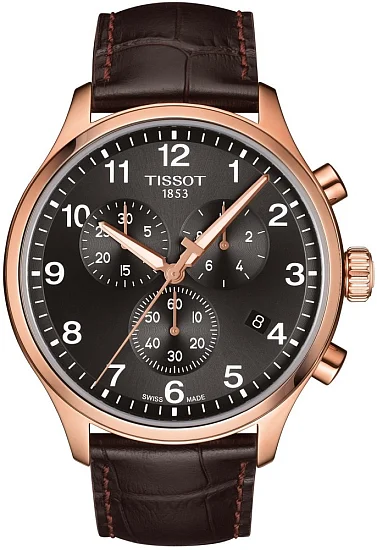 Tissot Chrono XL Classic Rose Gold PVD Brown Strap Black Dial T1166173605701