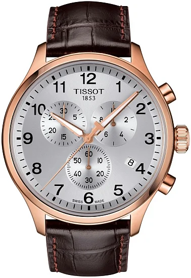 Tissot Chrono XL Classic Rose Gold PVD Brown Strap Silver Dial T1166173603700