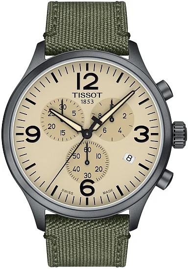 Tissot Chrono XL Green Strap Beige Dial T1166173726700