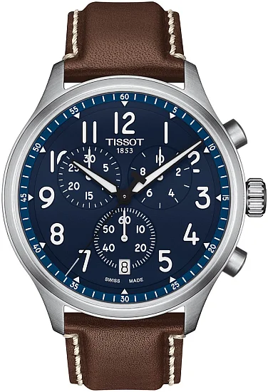 Tissot Chrono XL Pilot Brown Strap Blue Dial T1166171604200