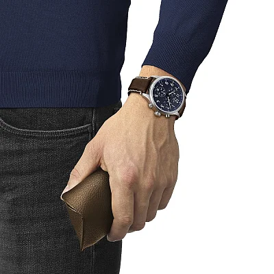 Tissot Chrono XL Pilot Brown Strap Blue Dial T116.617.16.042.00