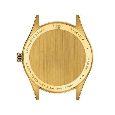 Tissot Classic Dream Powermatic 80 Yellow Gold PVD Brown Leather Strap T158.407.36.261.00