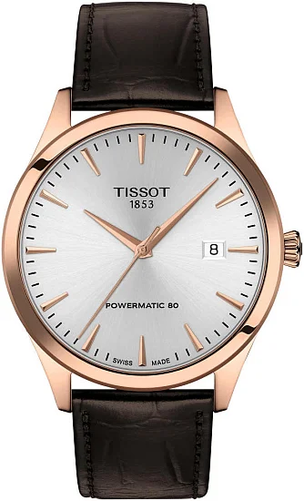 Tissot Classic Dream Powermatic 80 Rose Gold PVD Brown Leather Strap T1584073603100