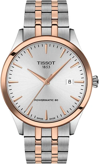 Tissot Classic Dream Powermatic 80 Silver Dial Rose Gold Bicolor PVD Steel Bracelet T1584072203101