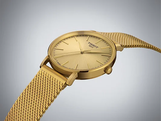 Tissot Everytime Gent 40 Yellow Gold Dial Mesh T143.410.33.021.00