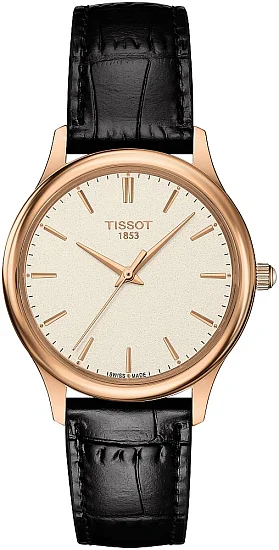 Tissot Excellence Lady Rose Gold Black Leather White Dial T9262107626101
