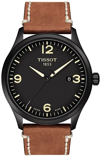 Tissot XL Quartz Black PVD Brown Leather Black Dial T1164103605700