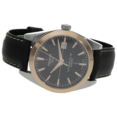 Tissot Gentleman Black Dial Powermatic 80 18k Gold Bezel T927.407.46.051.00