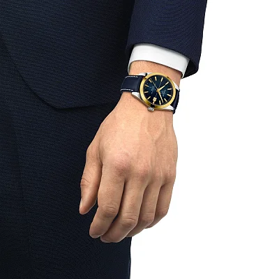 Tissot Gentleman Dark Blue Dial Powermatic 80 18k Gold Bezel T927.407.46.041.01
