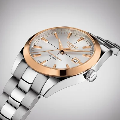 Tissot Gentleman Silver Dial Powermatic 80 18k Gold Bezel T927.407.41.031.00