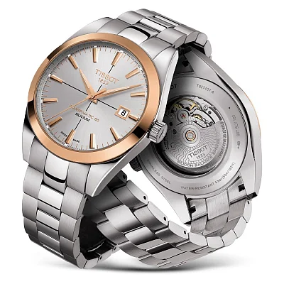 Tissot Gentleman Silver Dial Powermatic 80 18k Gold Bezel T927.407.41.031.00