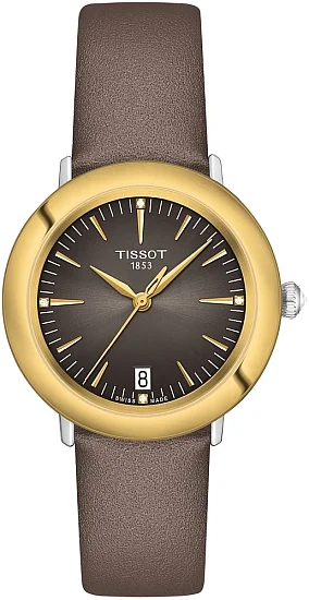Tissot Glendora Lady Anthracite Dial Diamonds 18k Gold Bezel T9292104606600