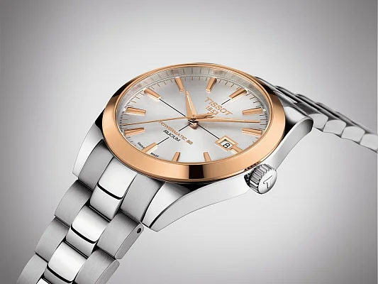 Tissot Gentleman Silver Dial Powermatic 80 18k Gold Bezel T927.407.41.031.00