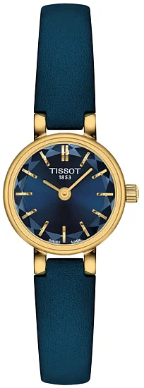 Tissot Lovely Round Blue Dial Blue Strap Yellow Gold PVD T1400093604100