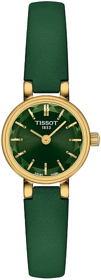 Tissot Lovely Round Green Dial Green Strap Yellow Gold PVD T1400093609100