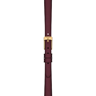 Tissot Lovely Round Burgundy Dial Burgundy Strap Yellow Gold PVD T140.009.36.371.00
