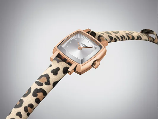 Tissot Lovely Square Black Dial Diamonds Rose Gold PVD Panther T058.109.37.036.00