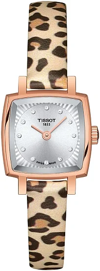 Tissot Lovely Square Black Dial Diamonds Rose Gold PVD Panther T0581093703600