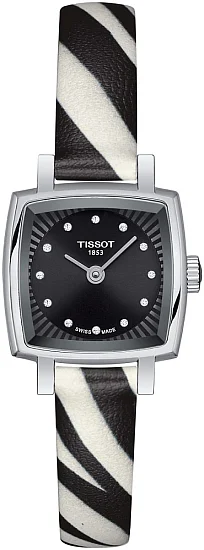 Tissot Lovely Square Black Dial Diamonds Zebra T0581091705600