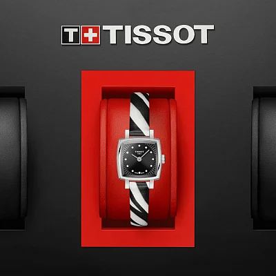 Tissot Lovely Square Black Dial Diamonds Zebra T058.109.17.056.00