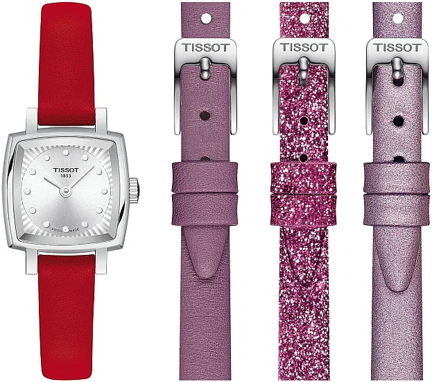 Tissot Lovely Square Diamonds Silver Dial Straps Set T0581091603600