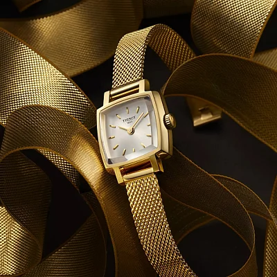 Tissot Lovely Square Mesh Silver Dial Yellow Gold PVD T058.109.33.031.00