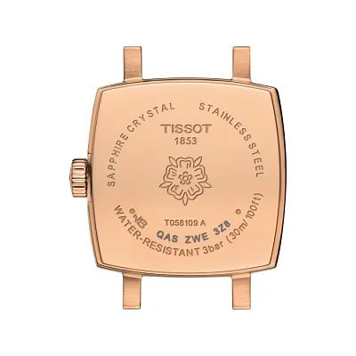 Tissot Lovely Square Silver Dial Rose Gold PVD T058.109.36.031.00