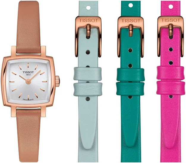 Tissot Lovely Square Silver Dial Summer Set Rose Gold PVD T0581093603101