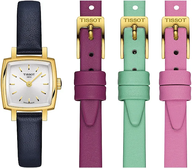 Tissot Lovely Square Silver Dial Summer Set Yellow Gold PVD T0581093603103