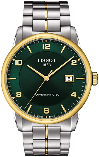 Tissot Luxury Powermatic 80 Automatic Green Dial Yellow Gold PVD T0864072209700