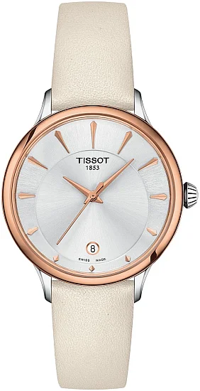 Tissot Odaci-T White Silver Dial Rose Gold PVD Straps Set T1332102603100