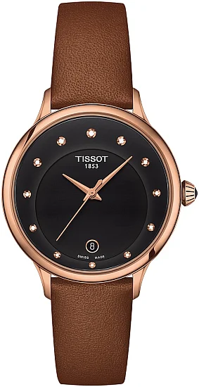Tissot Odaci-T White Black Dial Rose Gold PVD Diamonds Straps Set T1332103605600