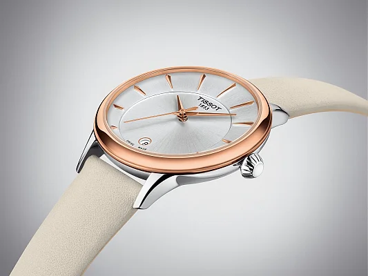 Tissot Odaci-T White Silver Dial Rose Gold PVD Straps Set T133.210.26.031.00