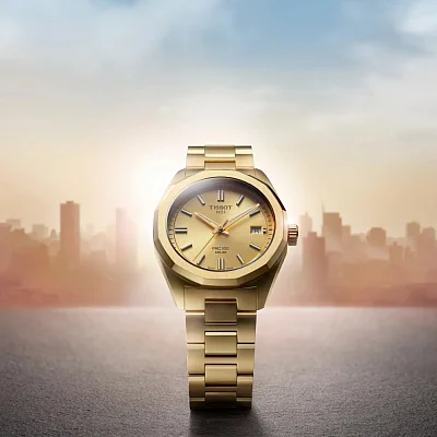 Tissot PRC 100 Lady Solar 34mm Quartz Full Yellow Gold PVD T151.822.33.021.00