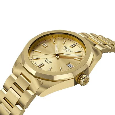 Tissot PRC 100 Lady Solar 34mm Quartz Full Yellow Gold PVD T151.822.33.021.00