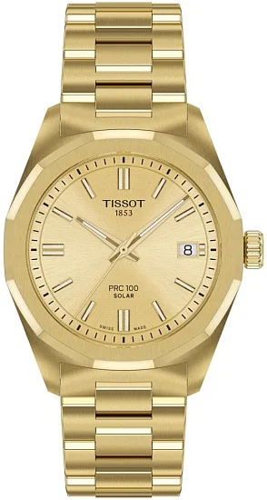 Tissot PRC 100 Lady Solar 34mm Quartz Full Yellow Gold PVD T1518223302100