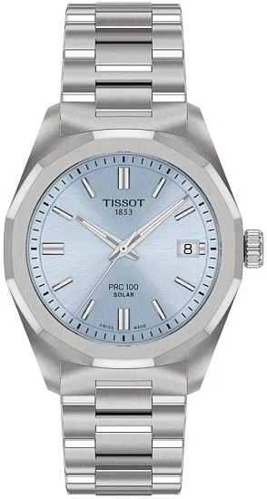 Tissot PRC 100 Lady Solar 34mm Quartz Ice Blue Dial Steel Bracelet T1518221135100