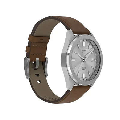 Tissot PRC 100 Solar 39mm Quartz Silver Dial Brown Leather Strap T151.422.16.031.00