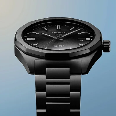 Tissot PRC 100 Solar 39mm Quartz Full Black PVD Steel Bracelet T151.422.33.051.00